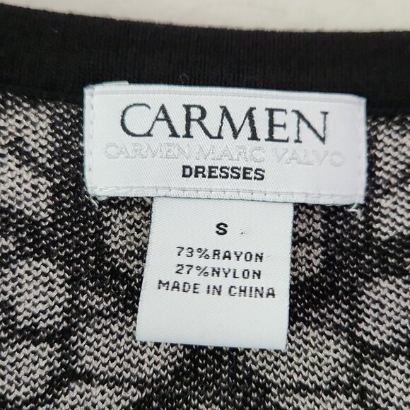 CARMEN MARC VALVO | Dress Jersey Knit black beige sz S - Picture 4 of 4